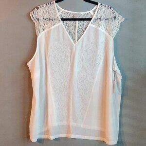 NWT 3x White Chiffon and Lace Cap Sleeve